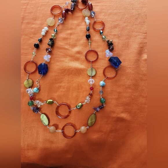 Sterling Silver with Polished Stones and amber color Rings - Picture 1 of 3